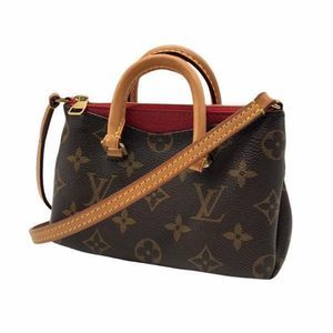 Louis Vuitton Nano Pallas 2way Shoulder Bag Monogram Cerise Red Leather